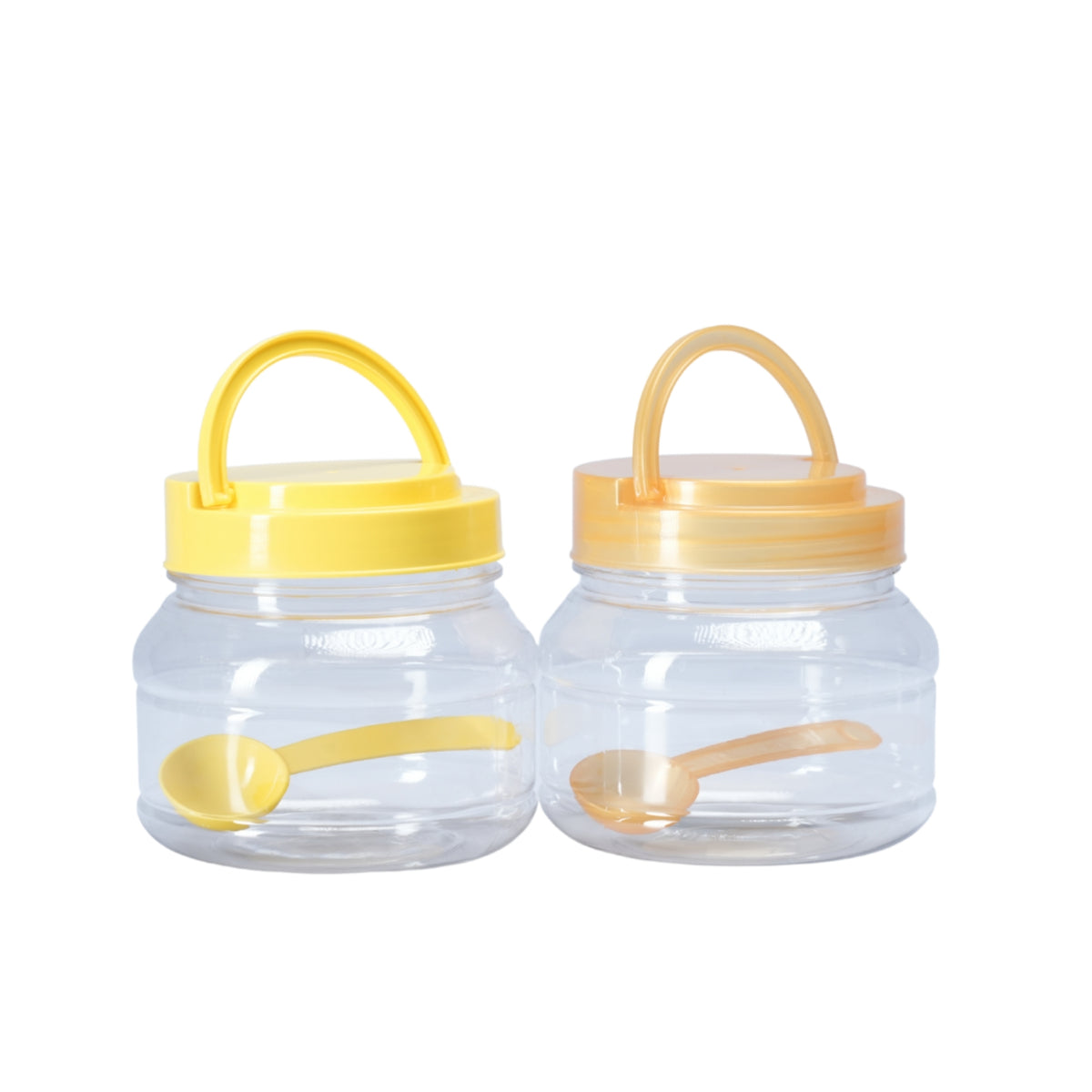 3 Pcs PLASTIC BOTTLE SET KITCHEN CONTAINERS, JAR WITH SPOON - 750ML - HSP - 8A2