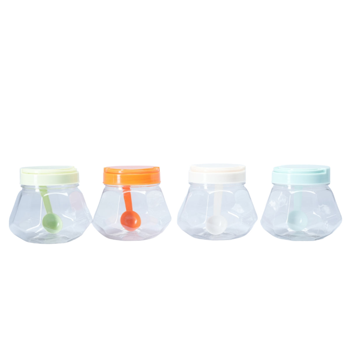 3 Pcs PLASTIC BOTTLE SET KITCHEN CONTAINERS, JAR WITH SPOON - 950ML - HSP - 8A3