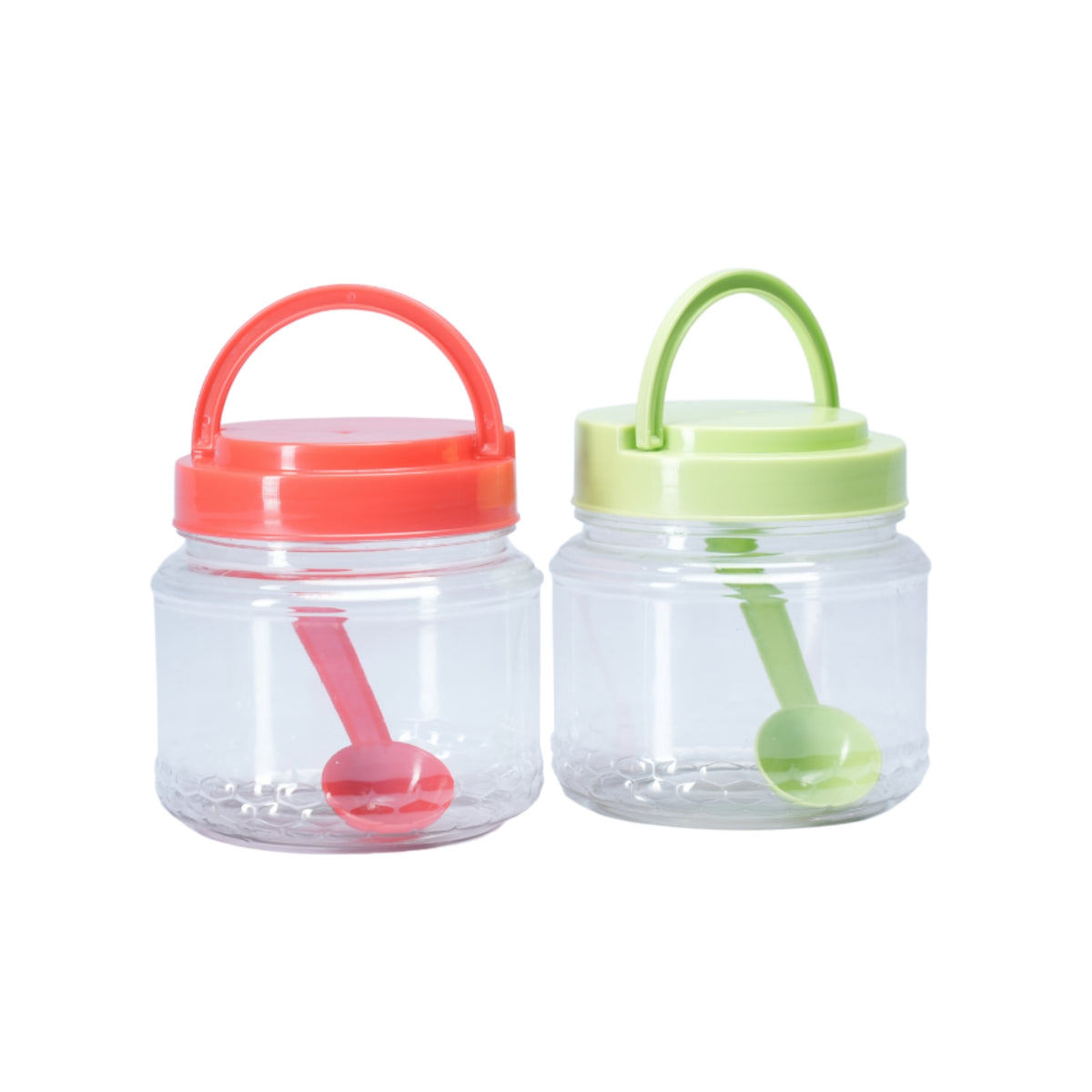 3 Pcs PLASTIC BOTTLE SET KITCHEN CONTAINERS, JAR WITH SPOON - 750ML -HSP - 8A4