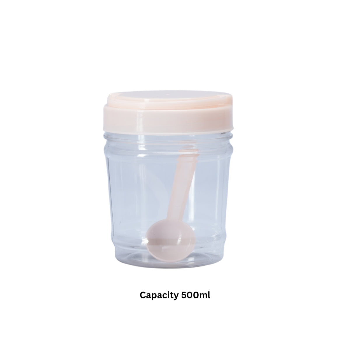 3 Pcs PLASTIC BOTTLE SET KITCHEN CONTAINERS, JAR WITH SPOON - 500ML - HSP - 8A5