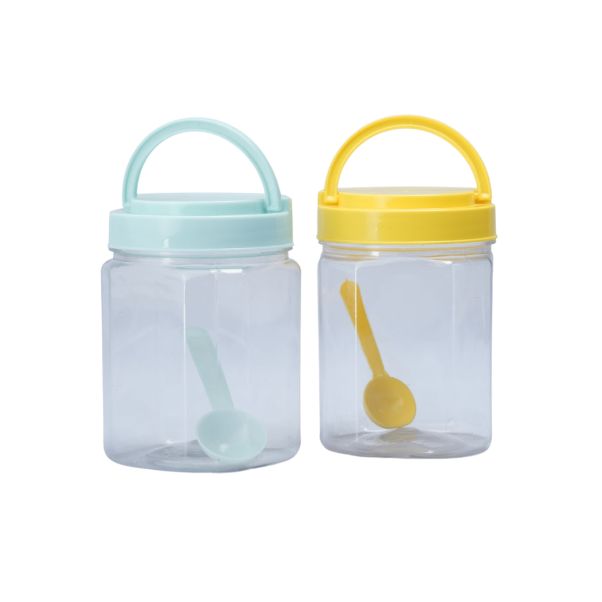 3 Pcs PLASTIC BOTTLE SET KITCHEN CONTAINERS, JAR WITH SPOON - 850ML - HSP - 8A6