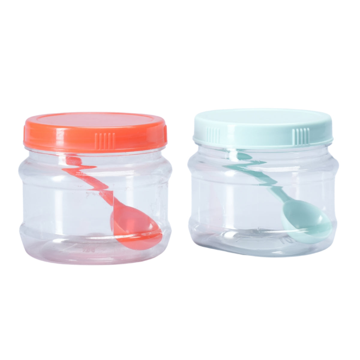 3 Pcs SPICE BOTTLE SET WITH SPOONS , PLASTIC CONTAINERS, JAR WITH SPOON - 300ML - HSP - 8A9