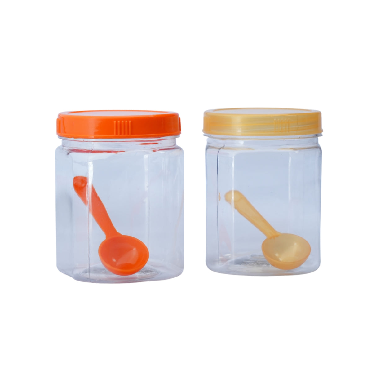 3 Pcs SPICE BOTTLE SET WITH SPOONS , PLASTIC CONTAINERS, JAR WITH SPOON - 425ML - HSP - 8A10