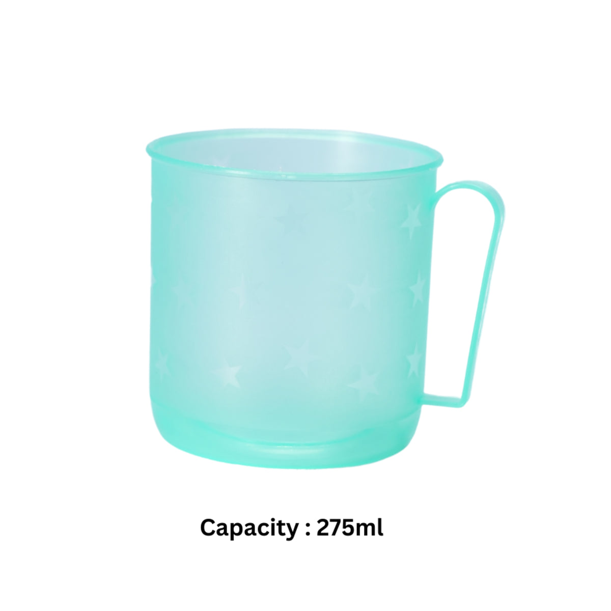 6 Pcs PLASTIC STAR CUP WITH HANDLE SET 275ml - HSP - 12A4