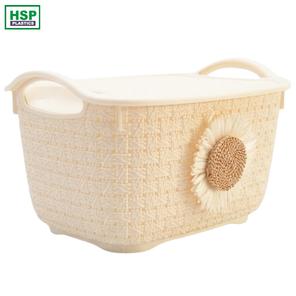Plastic Basket with Lid - Medium