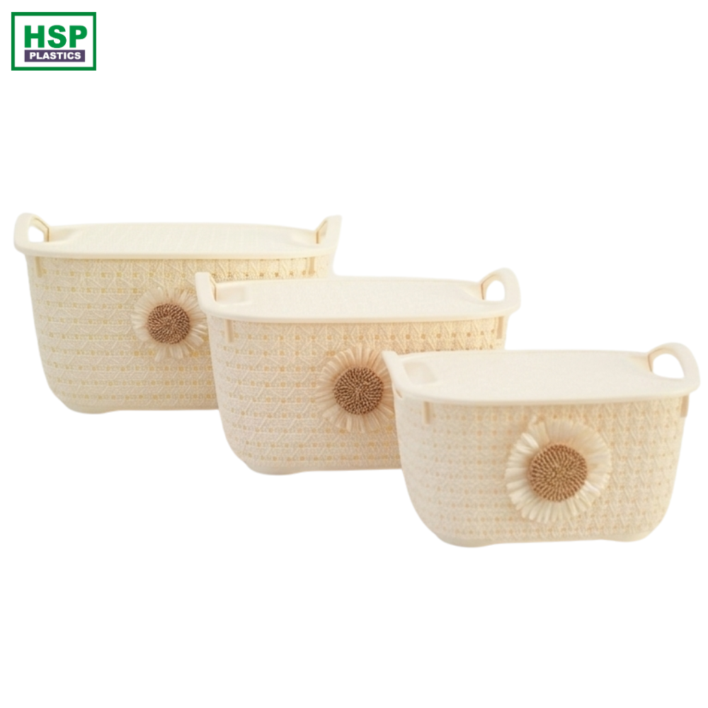 Plastic Basket with Lid - Large