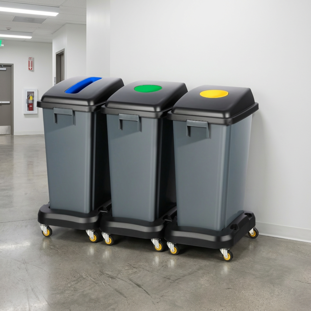 PLASTIC WASTE BIN (3 IN 1 WITH BASE WHEEL) -60L - IRS00065