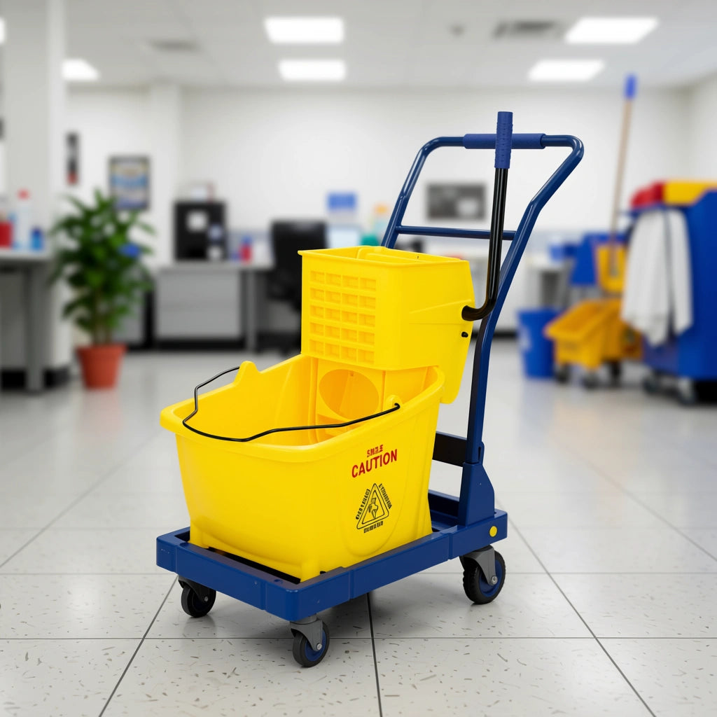 SINGLE BUCKET MOP TROLLY WITH PRESS UNIT - 32L - IRS00049