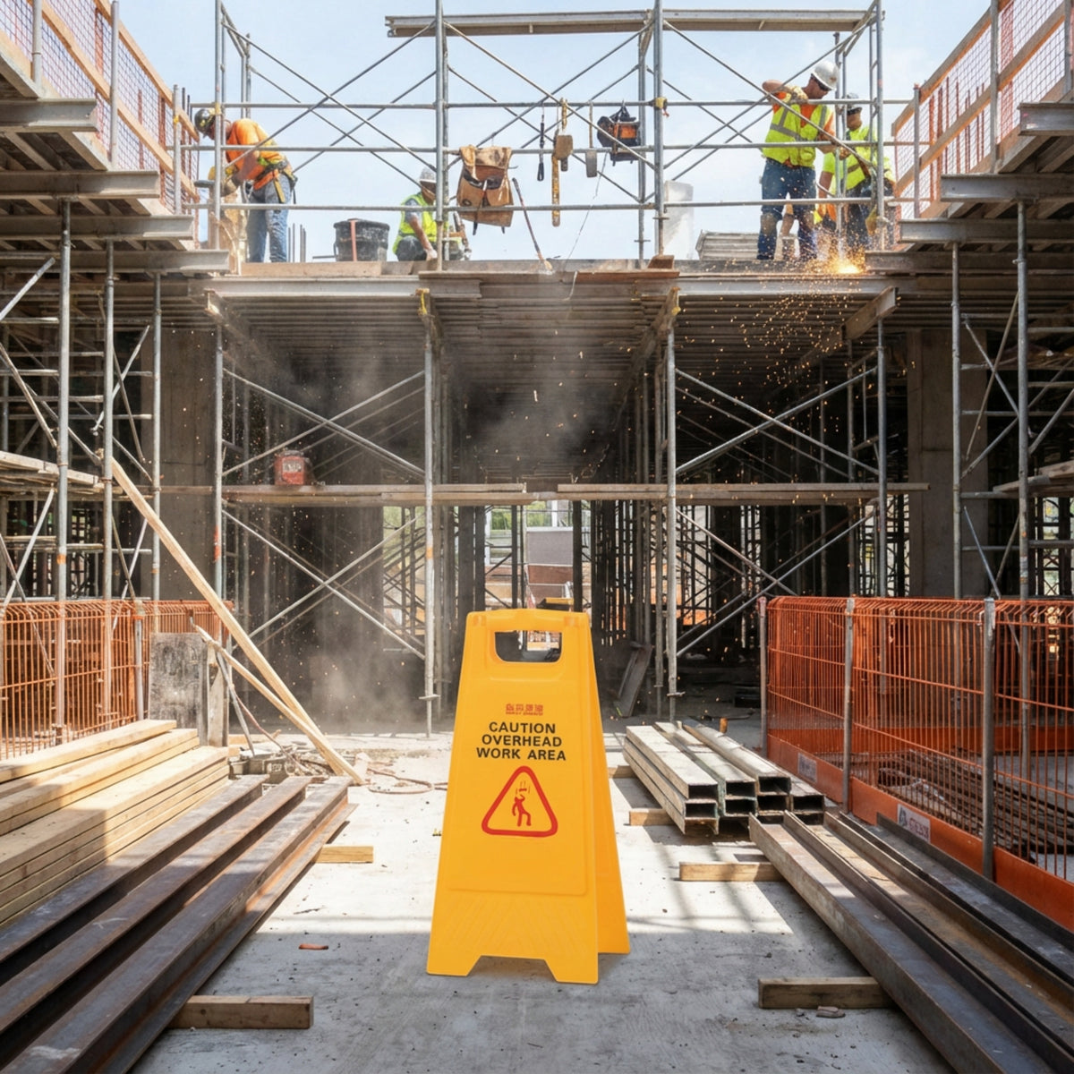WARNING SIGN BOARD - CAUTION OVERHEAD WORK AREA - IRS00052