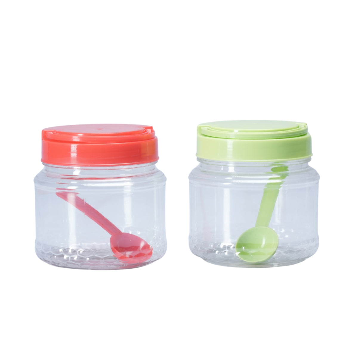 3 Pcs PLASTIC BOTTLE SET KITCHEN CONTAINERS, JAR WITH SPOON - 750ML -HSP - 8A4