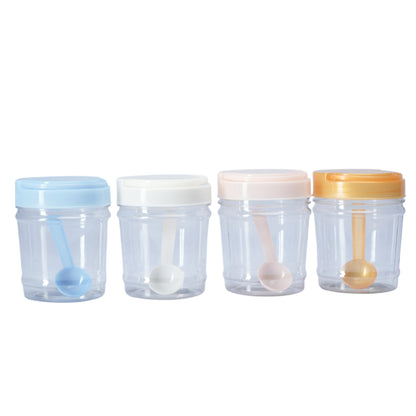 3 Pcs PLASTIC BOTTLE SET KITCHEN CONTAINERS, JAR WITH SPOON - 500ML - HSP - 8A5