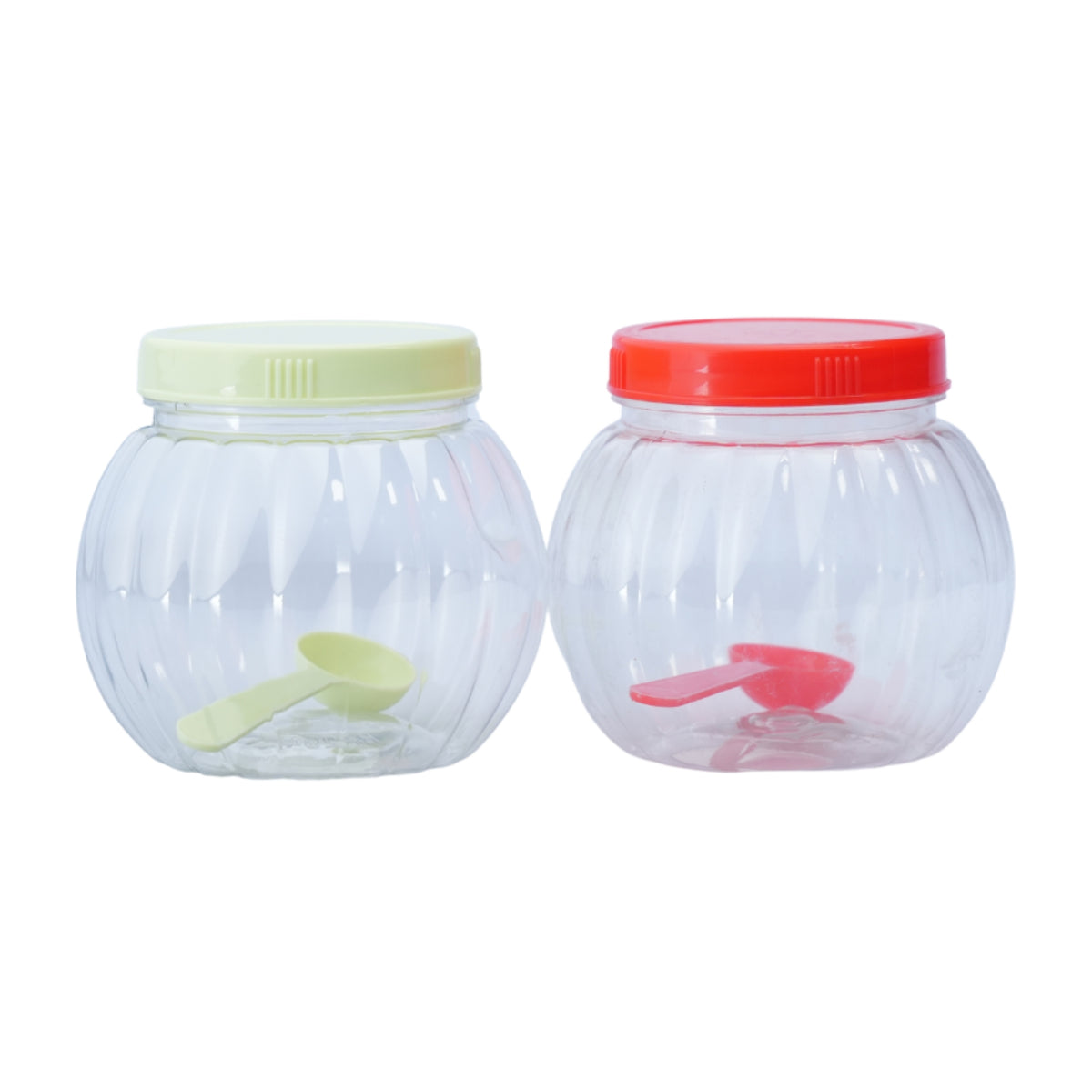 3 Pcs SPICE BOTTLE SET WITH SPOONS , PLASTIC CONTAINERS, JAR WITH SPOON - 550ML - HSP - 8A12