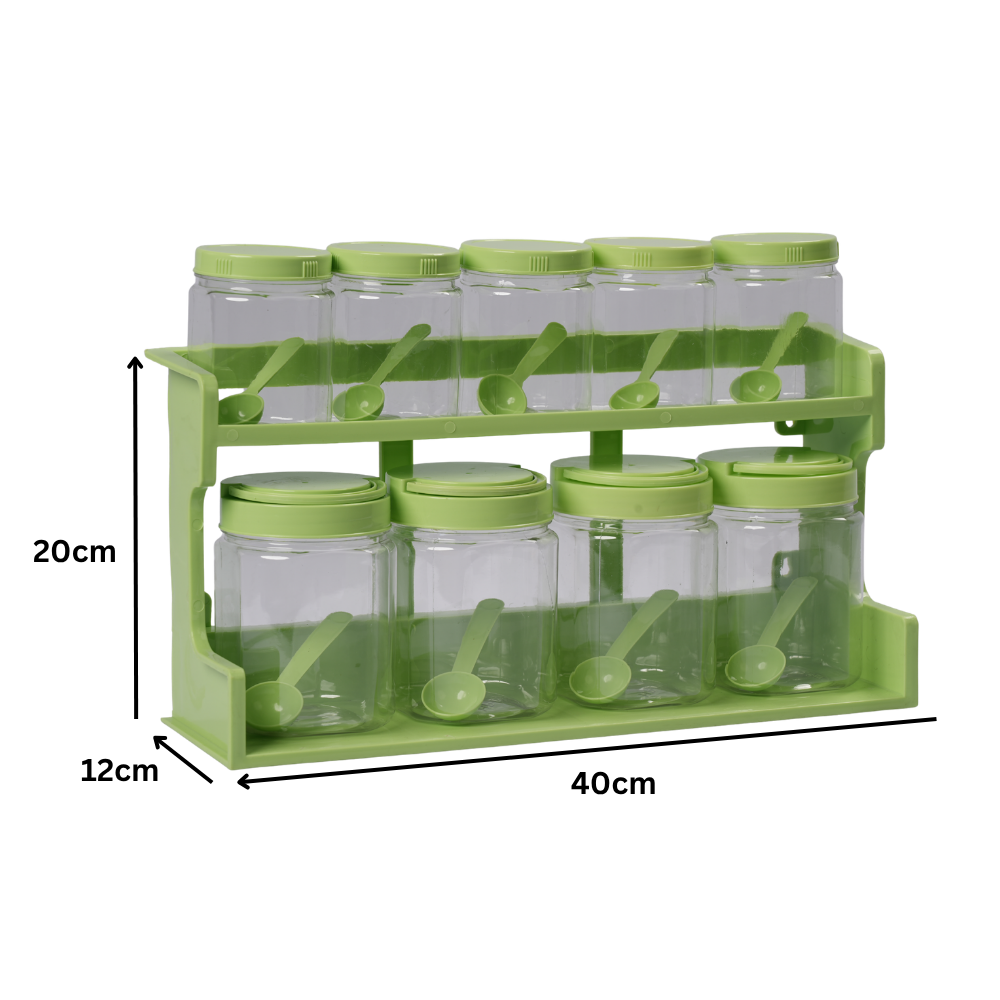 KITCHEN SPICE RACK WITH 9 BOTTLES AND SPOONS -HSP- 24A6