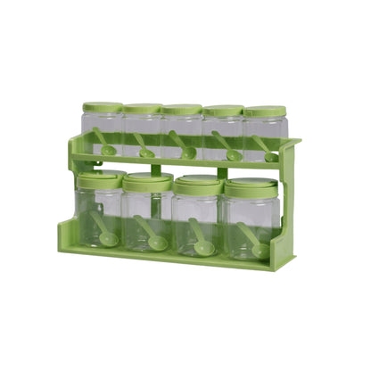 KITCHEN SPICE RACK WITH 9 BOTTLES AND SPOONS -HSP- 24A6
