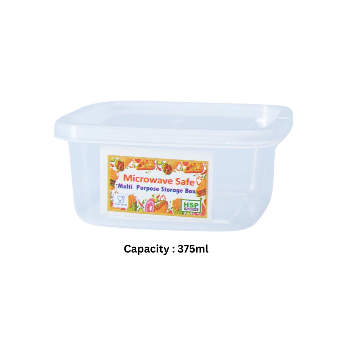 2 Pcs SQUARE FOOD CONTAINER SET CLEAR - BPA FREE - HSP - 10A19