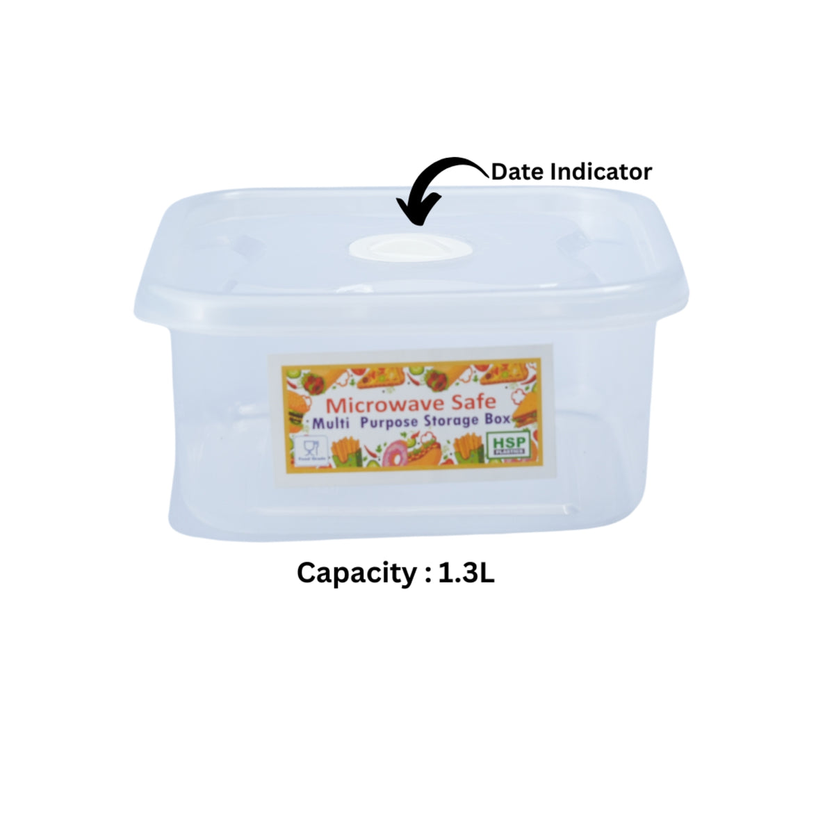 SQUARE FOOD CONTAINER WITH DATE INDICATOR