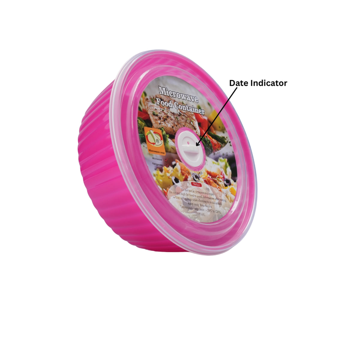 MICROWAVE SAFE ROUND FOOD CONTAINER WITH DATE INDICATOR - BPA FREE - HSP - 10A35