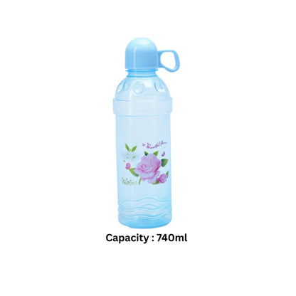 WATER BOTTLE PRINTED 740ml - BPA FREE - ( Pink / Blue / Green ) - HSP - 30A3