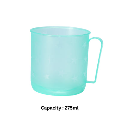 6 Pcs PLASTIC STAR CUP WITH HANDLE SET 275ml - HSP - 12A4