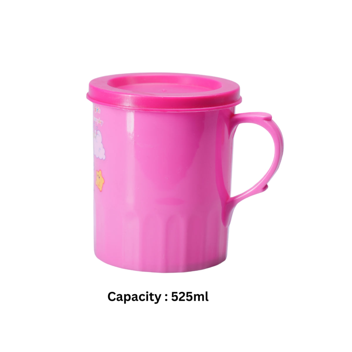2 Pcs PLASTIC MUG WITH LID SET 525ml - HSP - 12A6