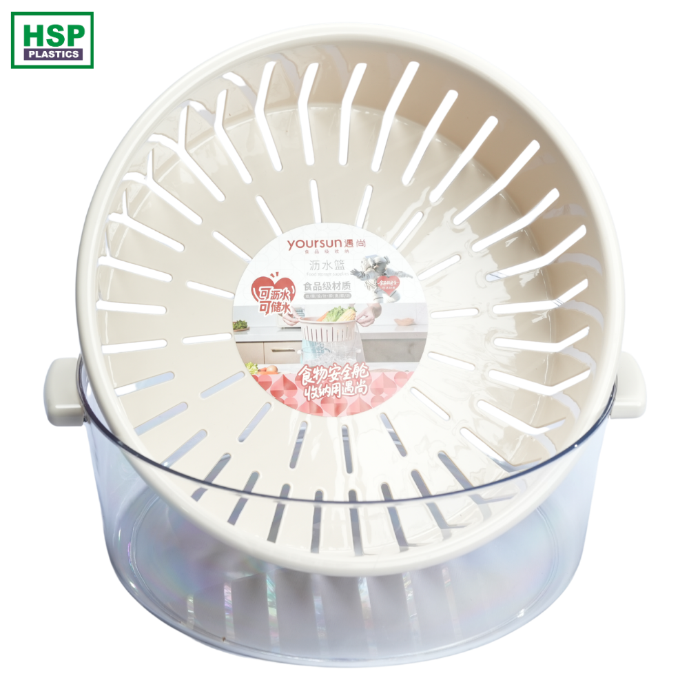 Plastic Washing Basket with Drain Tray