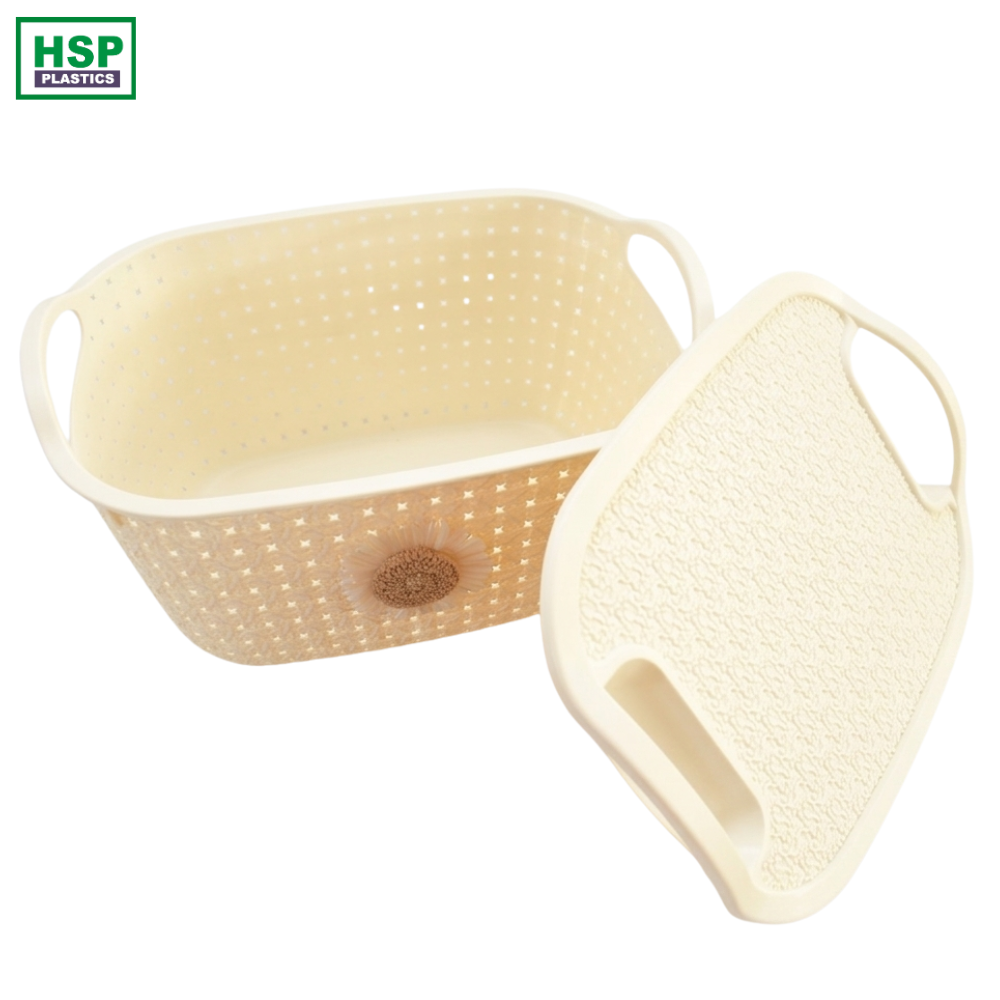 Plastic Basket with Lid - Medium