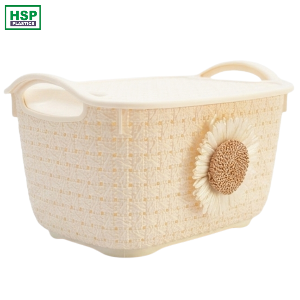 Plastic Basket with Lid - Large